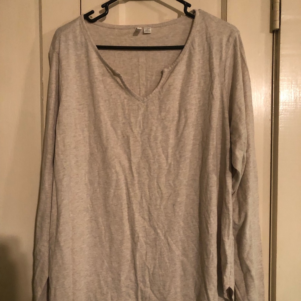 OATMEAL COLORED PULL OVER SHIRT